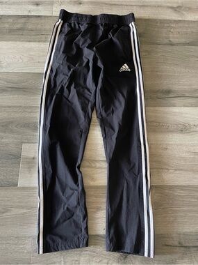 adidas Black Track Pants with White Side Stripes